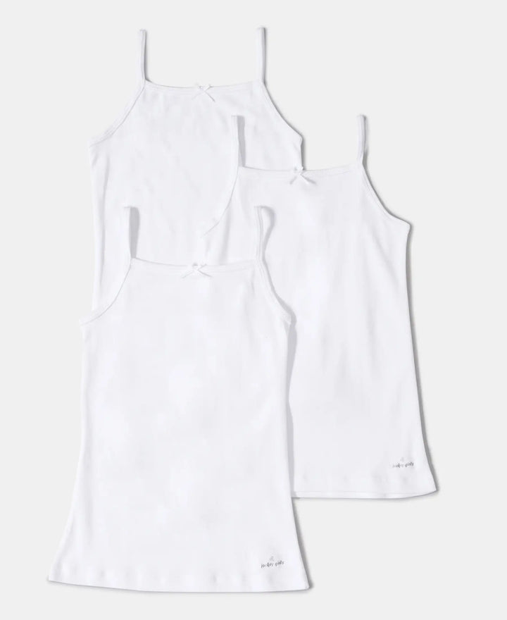 Super Combed Cotton Rib Fabric Camisole with Regular Straps - White-5