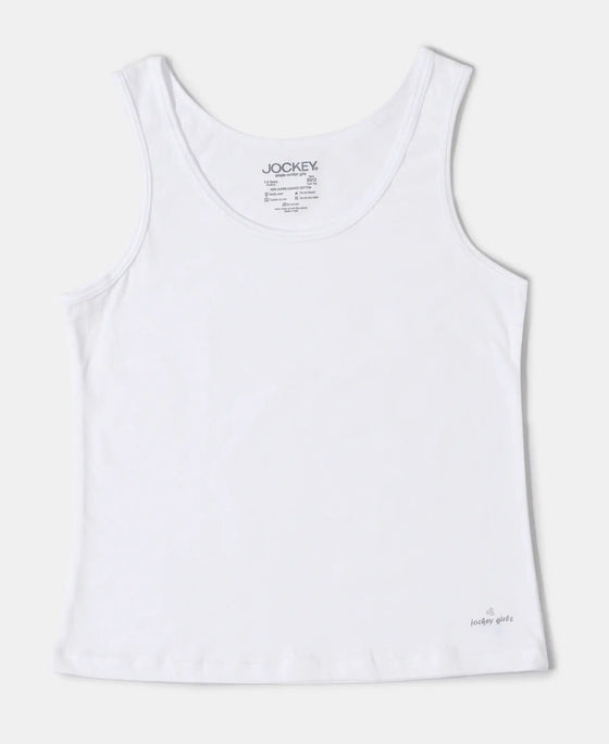 Super Combed Cotton Solid Tank Top - White-2