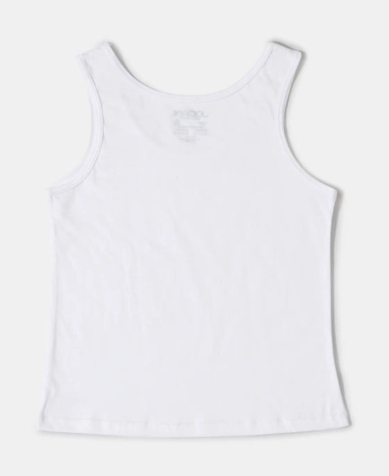 Super Combed Cotton Solid Tank Top - White-3
