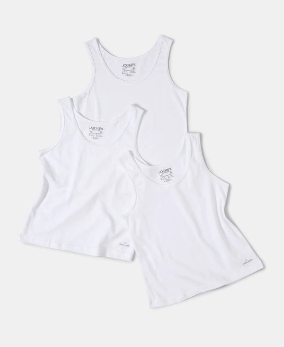 Super Combed Cotton Solid Tank Top - White-5