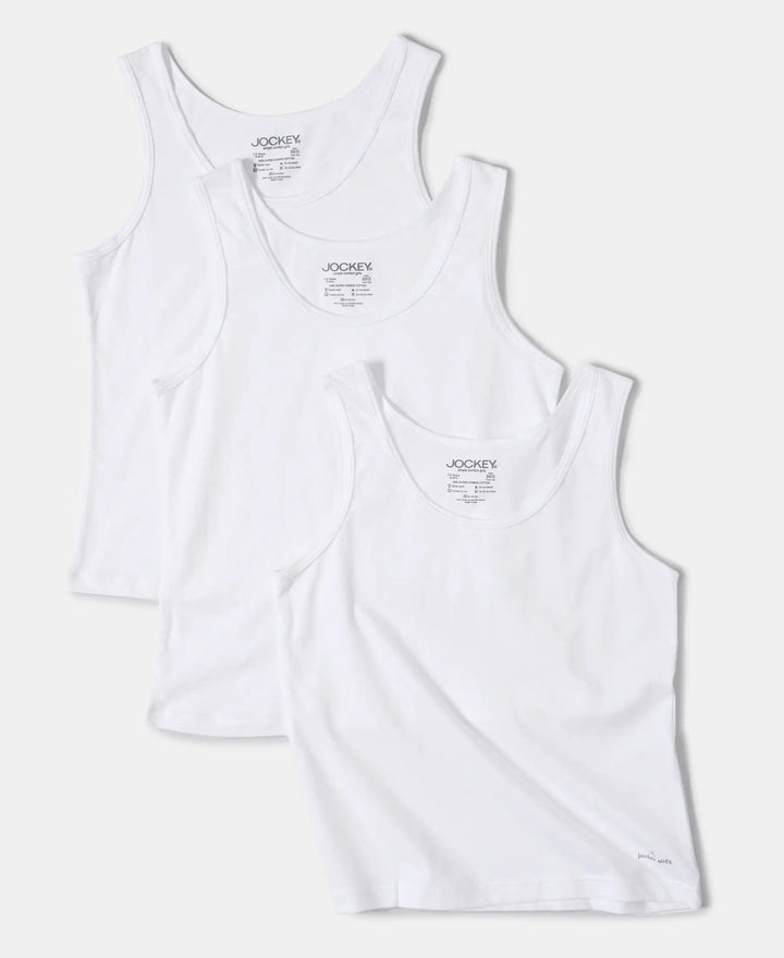 Super Combed Cotton Solid Tank Top - White-6