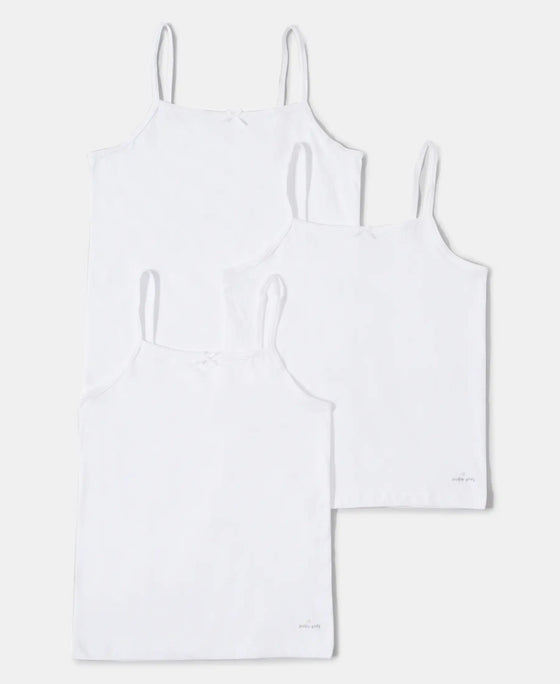 Super Combed Cotton Solid Camisole with Regular Straps - White-1