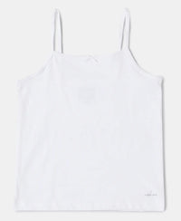 Super Combed Cotton Solid Camisole with Regular Straps - White-2