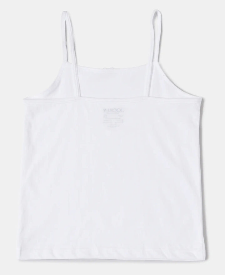 Super Combed Cotton Solid Camisole with Regular Straps - White-3