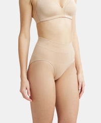 Mid Waist Cotton Rich Elastane Stretch Seamfree Bikini Shapewear - Light Skin-2