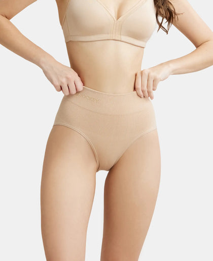 Mid Waist Cotton Rich Elastane Stretch Seamfree Bikini Shapewear - Light Skin-5