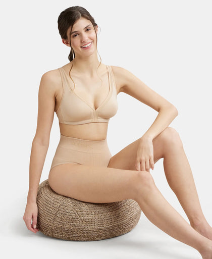 Mid Waist Cotton Rich Elastane Stretch Seamfree Bikini Shapewear - Light Skin-6