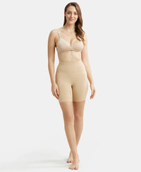 Mid Waist Cotton Rich Elastane Stretch Seamfree Shorts Shapewear with Breathable Inner Thigh Panel - Light Skin-4