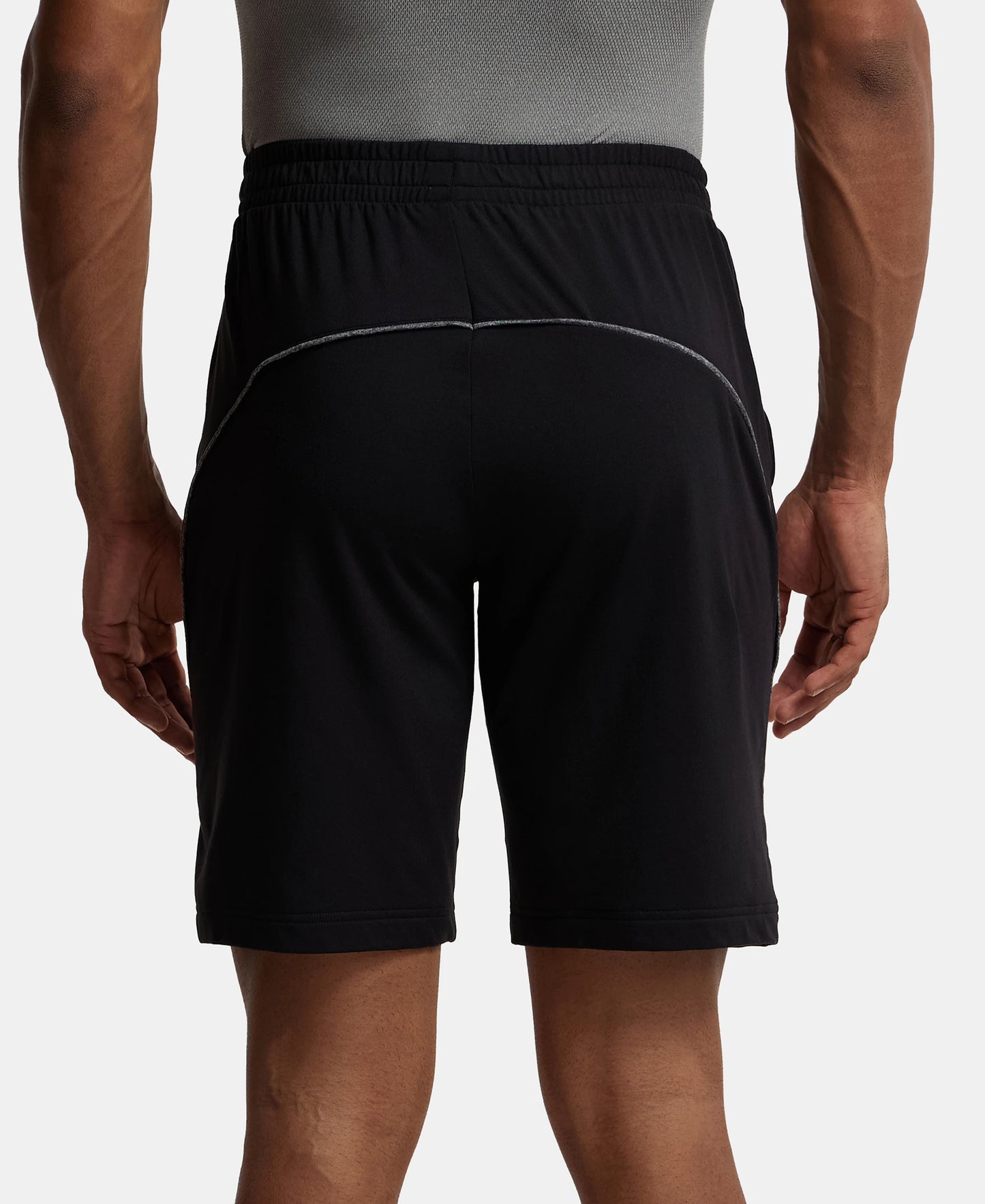 Soft Touch Microfiber Elastane Stretch Shorts with StayFresh Treatment - Black-3