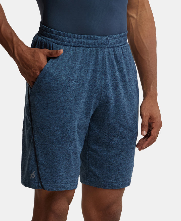 Soft Touch Microfiber Elastane Stretch Shorts with StayFresh Treatment - Blue Marl-2