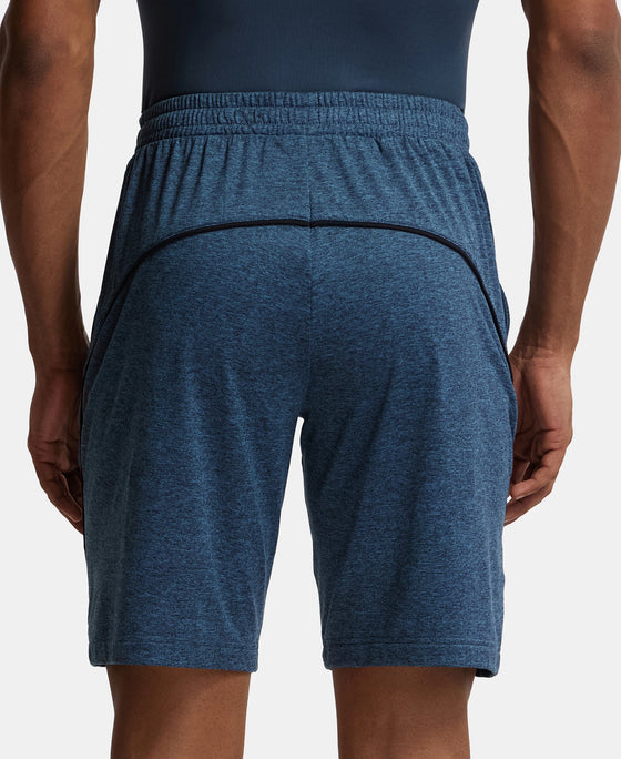 Soft Touch Microfiber Elastane Stretch Shorts with StayFresh Treatment - Blue Marl-3