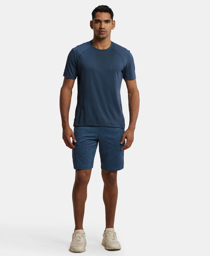 Soft Touch Microfiber Elastane Stretch Shorts with StayFresh Treatment - Blue Marl-4