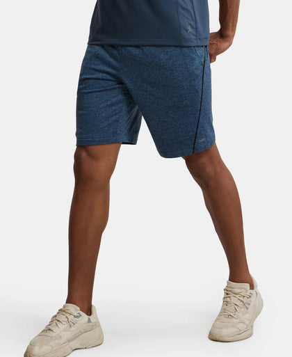 Soft Touch Microfiber Elastane Stretch Shorts with StayFresh Treatment - Blue Marl-5