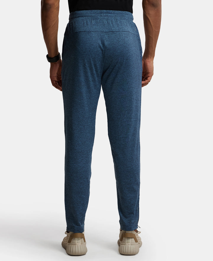 Soft Touch Microfiber Elastane Stretch Trackpant with Side Pockets and StayFresh Treatment - Blue Marl-3