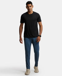 Soft Touch Microfiber Elastane Stretch Trackpant with Side Pockets and StayFresh Treatment - Blue Marl-4