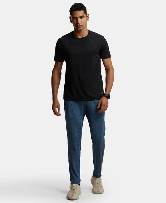 Soft Touch Microfiber Elastane Stretch Trackpant with Side Pockets and StayFresh Treatment - Blue Marl-4
