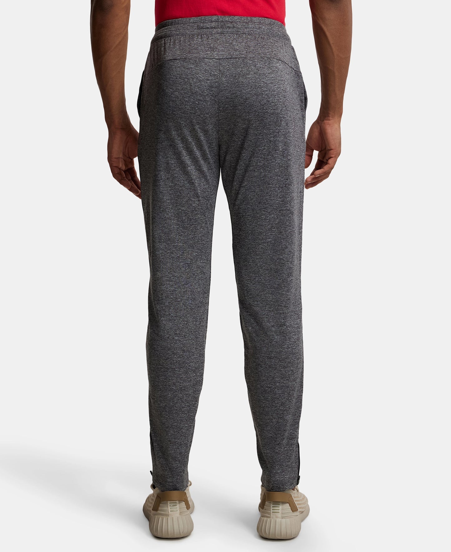 Soft Touch Microfiber Elastane Stretch Trackpant with Side Pockets and StayFresh Treatment - Grey Marl-3
