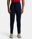 Soft Touch Microfiber Elastane Stretch Trackpant with Side Pockets and StayFresh Treatment - Navy-1