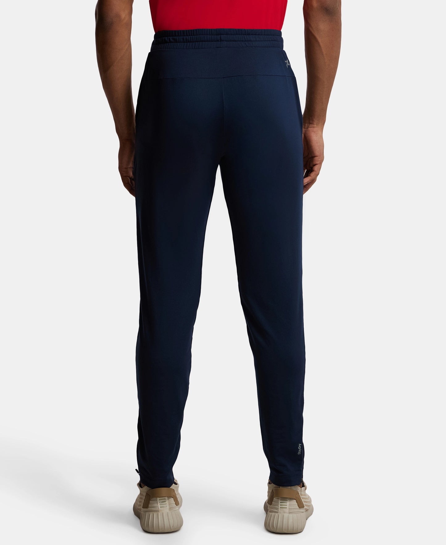 Soft Touch Microfiber Elastane Stretch Trackpant with Side Pockets and StayFresh Treatment - Navy-3