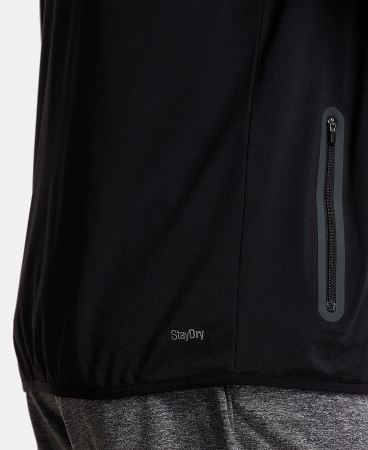 Soft Touch Microfiber Elastane Stretch Jacket with Thumbhole Styling - Black-7