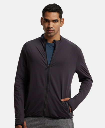 Soft Touch Microfiber Elastane Stretch Jacket with Thumbhole Styling - Obsidian-5