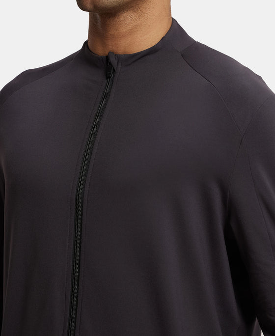 Soft Touch Microfiber Elastane Stretch Jacket with Thumbhole Styling - Obsidian-7