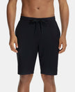 Soft Touch Microfiber Elastane Stretch Shorts with Back Zipper Pocket and StayFresh Treatment - Black-1