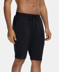 Soft Touch Microfiber Elastane Stretch Shorts with Back Zipper Pocket and StayFresh Treatment - Black-2