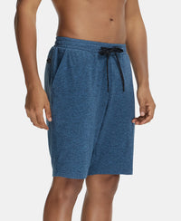 Soft Touch Microfiber Elastane Stretch Shorts with Back Zipper Pocket and StayFresh Treatment - Blue Marl-2