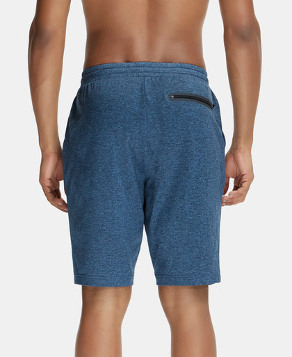 Soft Touch Microfiber Elastane Stretch Shorts with Back Zipper Pocket and StayFresh Treatment - Blue Marl-3