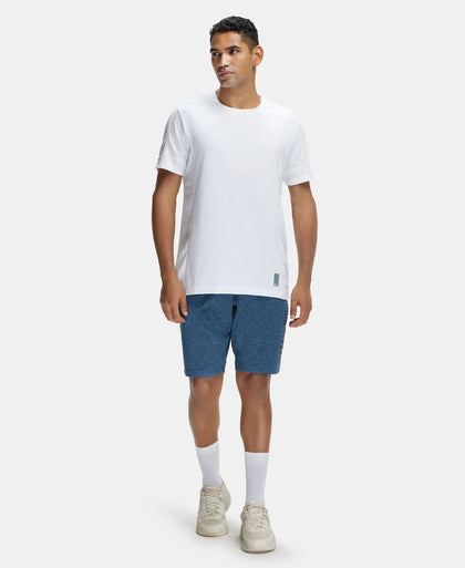 Soft Touch Microfiber Elastane Stretch Shorts with Back Zipper Pocket and StayFresh Treatment - Blue Marl-4