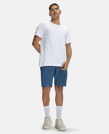 Soft Touch Microfiber Elastane Stretch Shorts with Back Zipper Pocket and StayFresh Treatment - Blue Marl-6