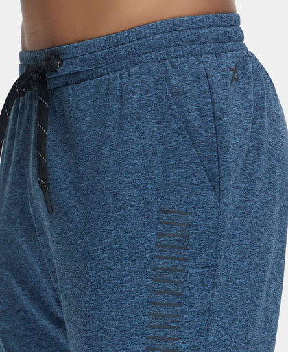 Soft Touch Microfiber Elastane Stretch Shorts with Back Zipper Pocket and StayFresh Treatment - Blue Marl-7