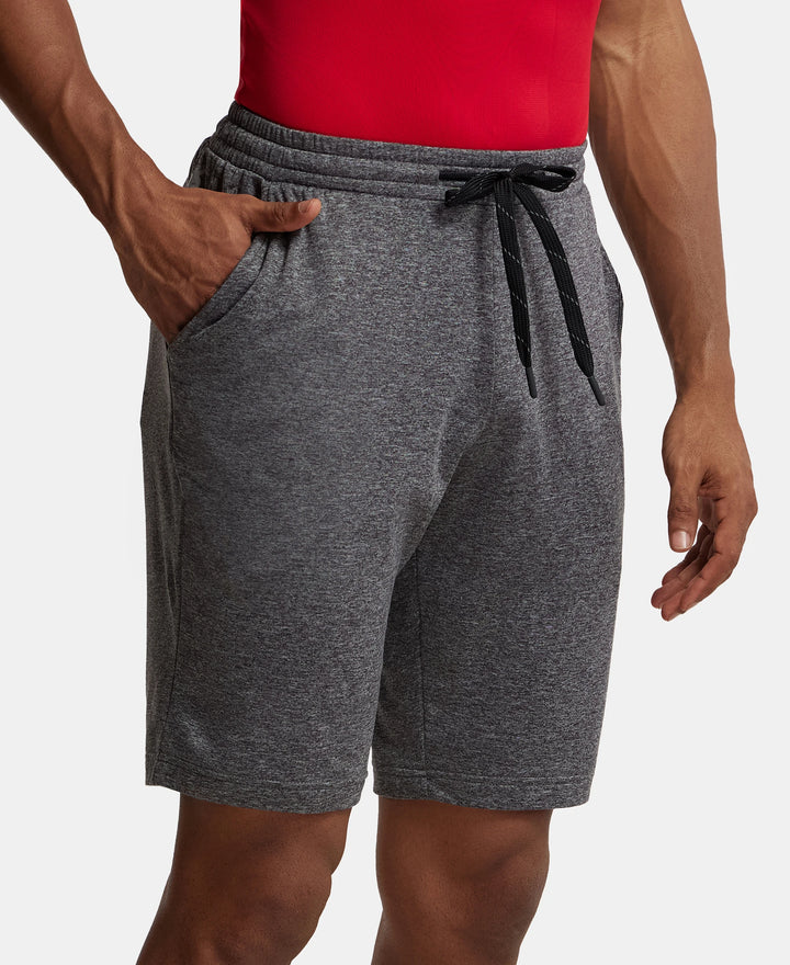 Soft Touch Microfiber Elastane Stretch Shorts with Back Zipper Pocket and StayFresh Treatment - Grey Marl-2