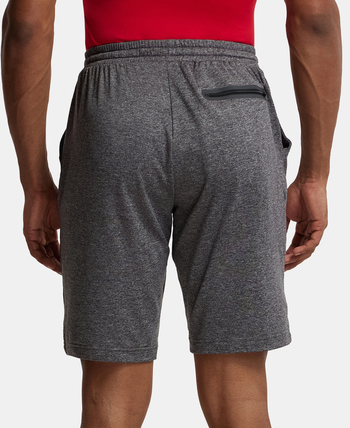 Soft Touch Microfiber Elastane Stretch Shorts with Back Zipper Pocket and StayFresh Treatment - Grey Marl-3