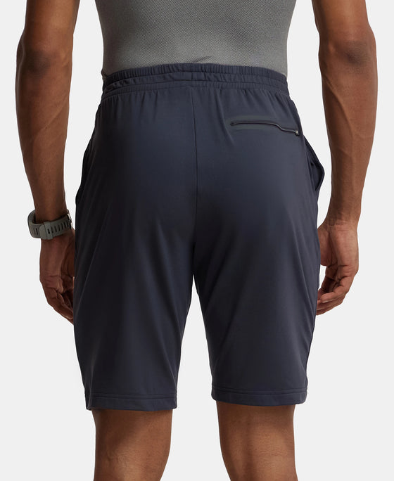 Soft Touch Microfiber Elastane Stretch Shorts with Back Zipper Pocket and StayFresh Treatment - Graphite-3