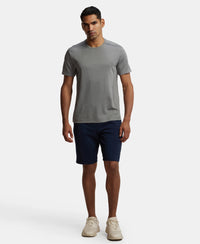 Soft Touch Microfiber Elastane Stretch Shorts with Back Zipper Pocket and StayFresh Treatment - Navy-4