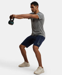 Soft Touch Microfiber Elastane Stretch Shorts with Back Zipper Pocket and StayFresh Treatment - Navy-6