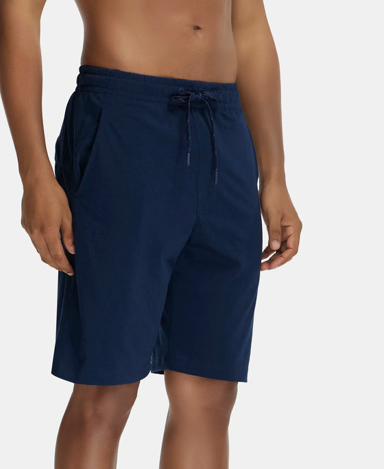 Super Combed Cotton Rich Shorts with StayFresh Treatment - Navy-2