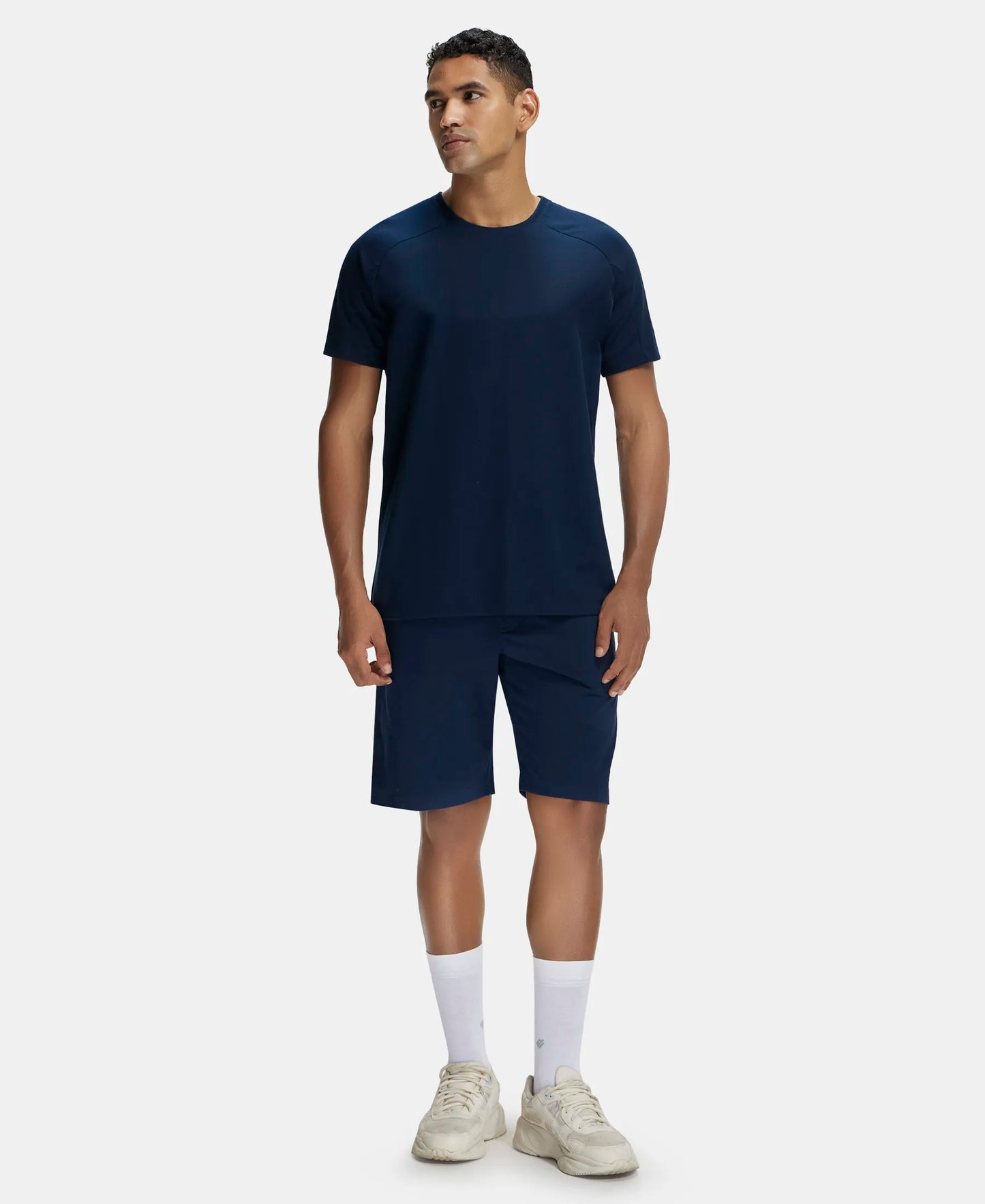 Super Combed Cotton Rich Shorts with StayFresh Treatment - Navy-4