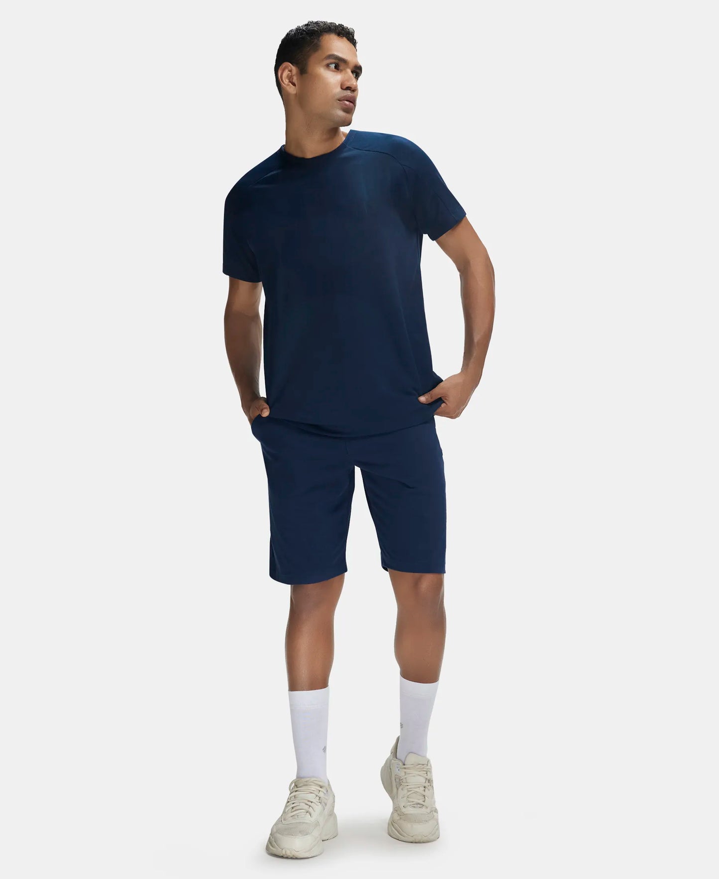 Super Combed Cotton Rich Shorts with StayFresh Treatment - Navy-6