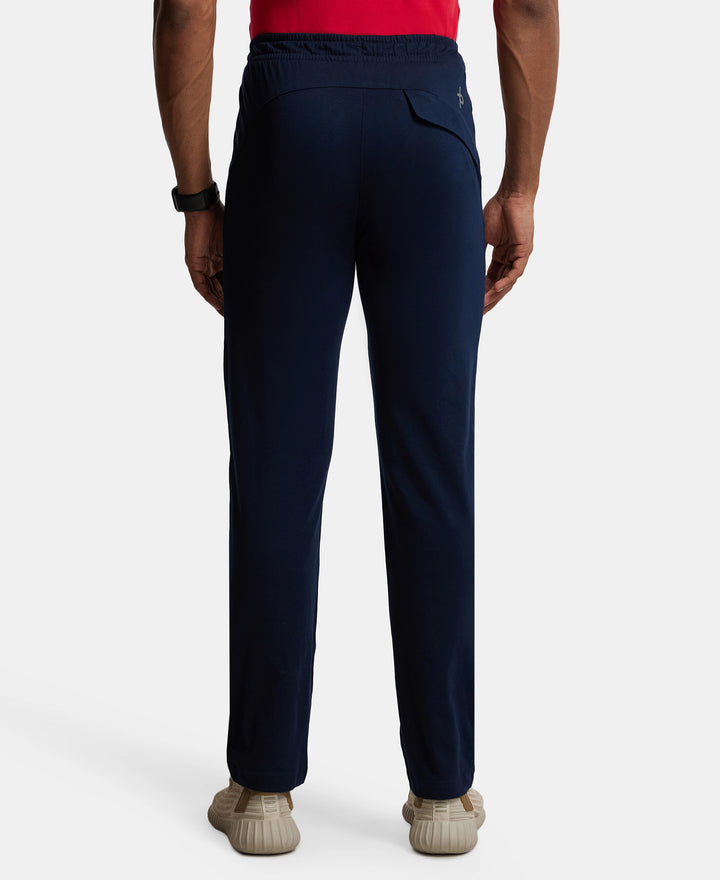 Super Combed Cotton Rich Trackpant with Zipper Pockets and StayFresh Treatment - Navy-3