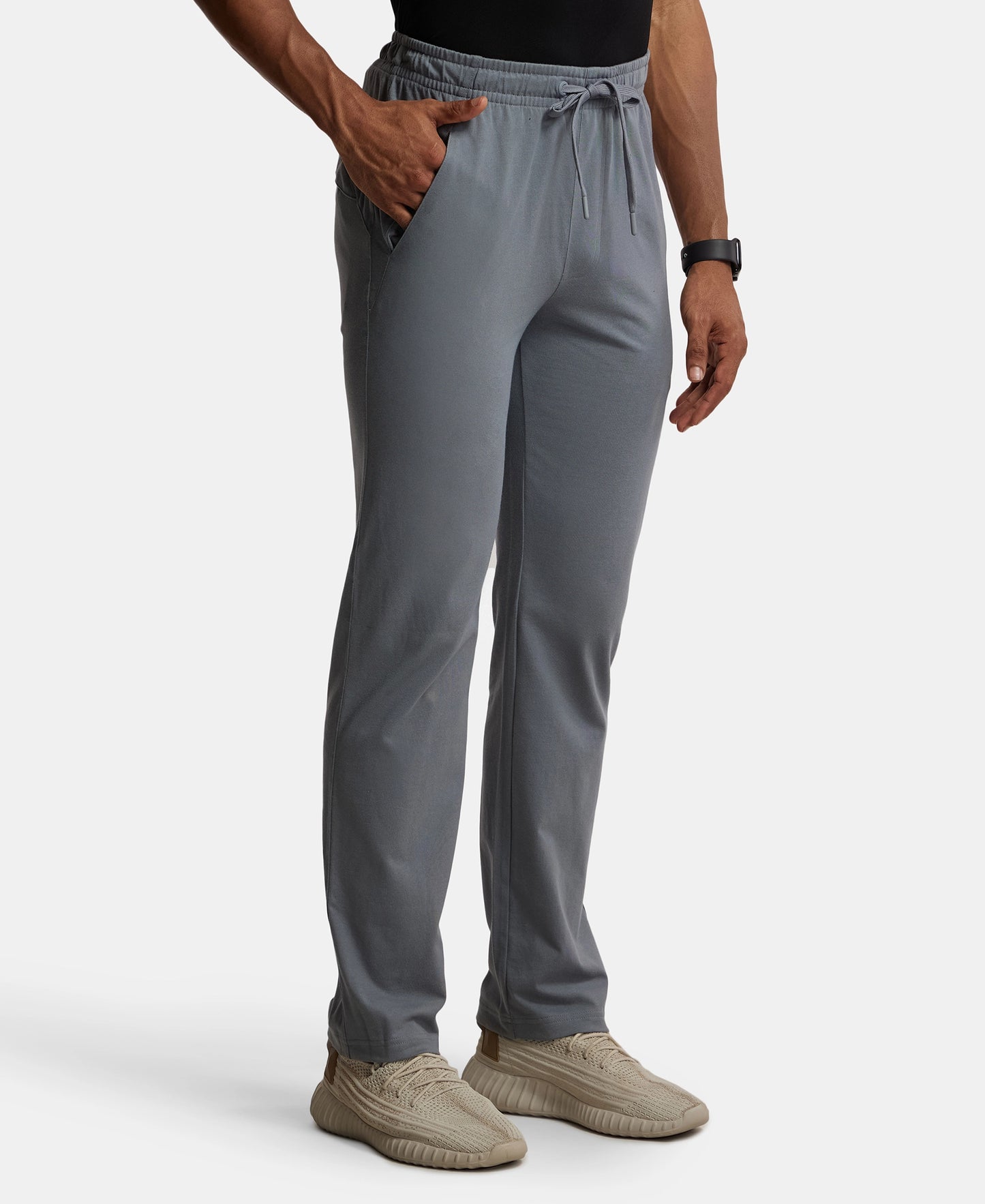 Super Combed Cotton Rich Trackpant with Zipper Pockets and StayFresh Treatment - Performance Grey-2