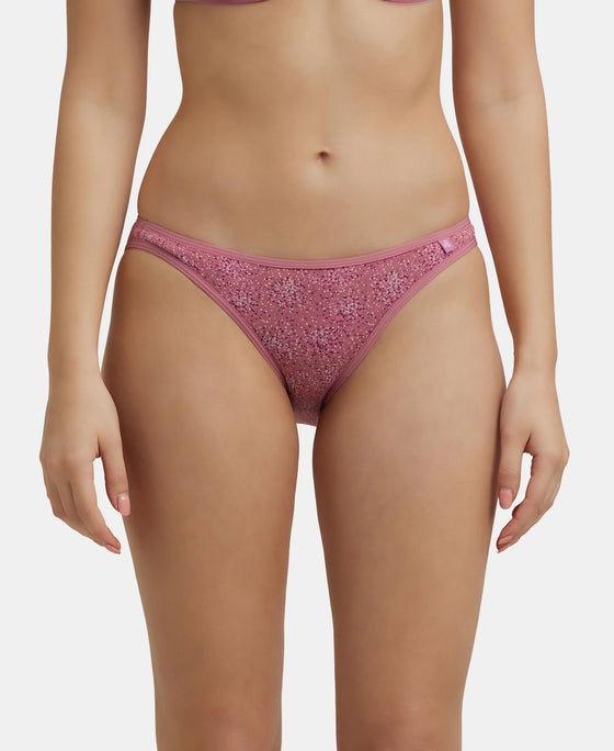 Super Combed Cotton Elastane Low Waist Bikini With Concealed Waistband and StayFresh Treatment - Black print-1