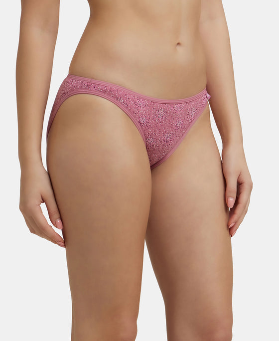 Super Combed Cotton Elastane Low Waist Bikini With Concealed Waistband and StayFresh Treatment - Black print-2