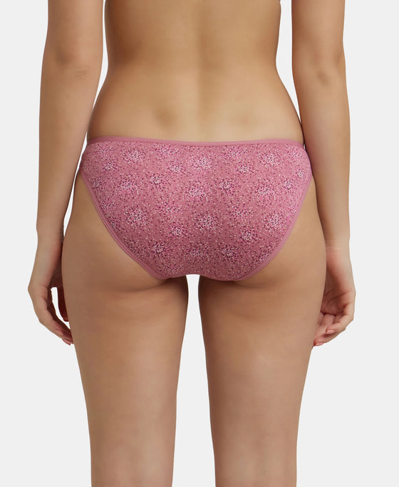 Super Combed Cotton Elastane Low Waist Bikini With Concealed Waistband and StayFresh Treatment - Black print-3