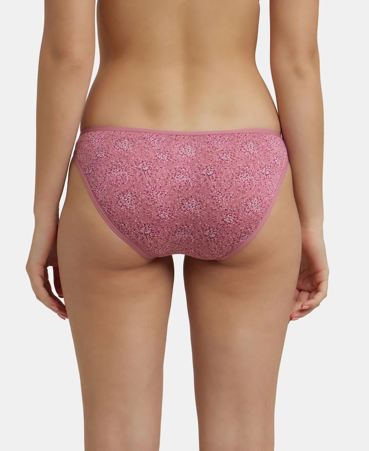 Super Combed Cotton Elastane Low Waist Bikini With Concealed Waistband and StayFresh Treatment - Black print-3