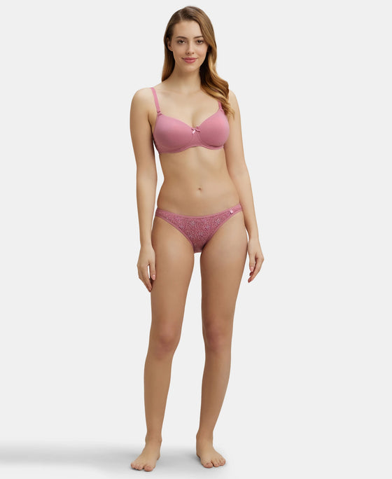 Super Combed Cotton Elastane Low Waist Bikini With Concealed Waistband and StayFresh Treatment - Black print-4