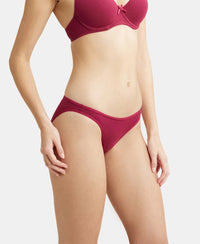 Super Combed Cotton Elastane Low Waist Bikini With Concealed Waistband and StayFresh Treatment - Beet Red-2