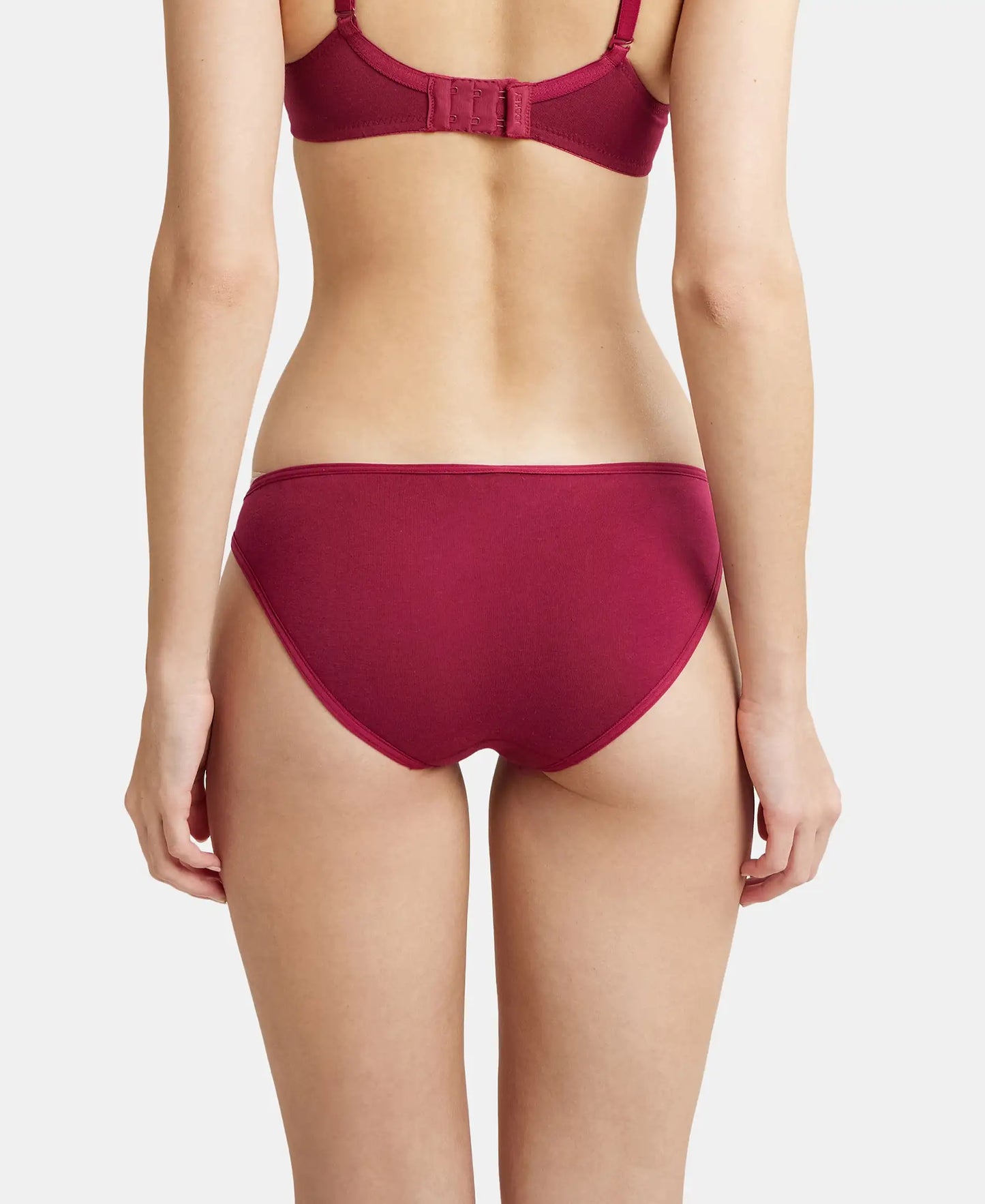 Super Combed Cotton Elastane Low Waist Bikini With Concealed Waistband and StayFresh Treatment - Beet Red-3